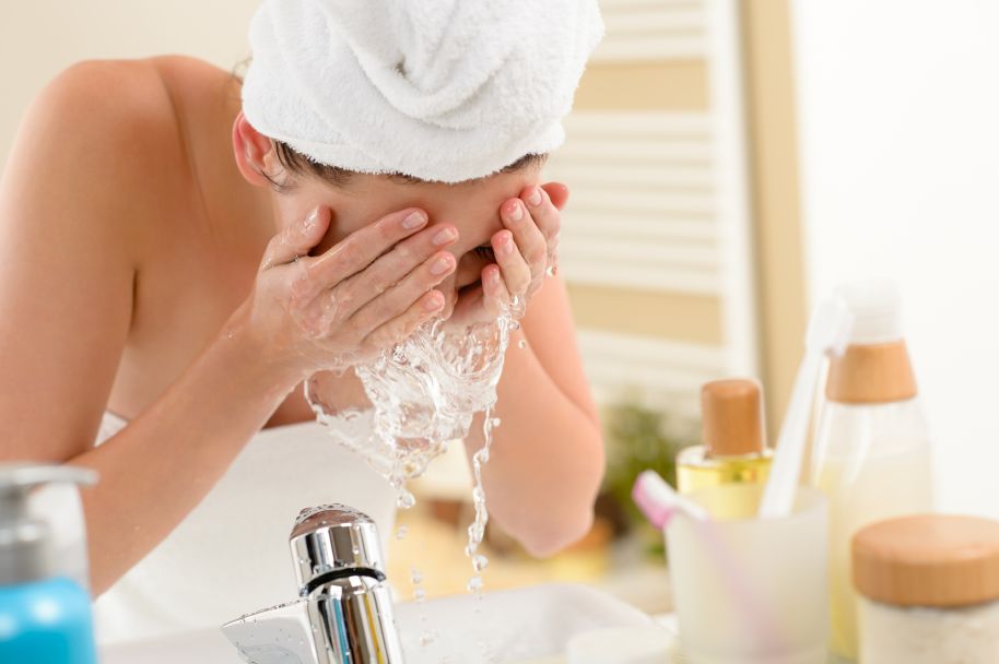 Woman skin care routine